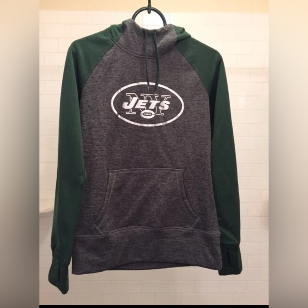NFL New York Jets Nike Gray and Green Therma Fit Hoodie Size Small Women’s